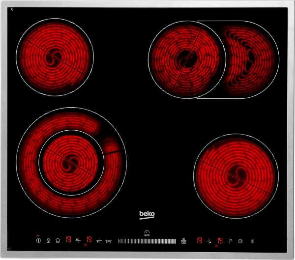 Beko HIC 64503 TX Glaskeramik-Kochfeld Edelstahlrahmen 60cm